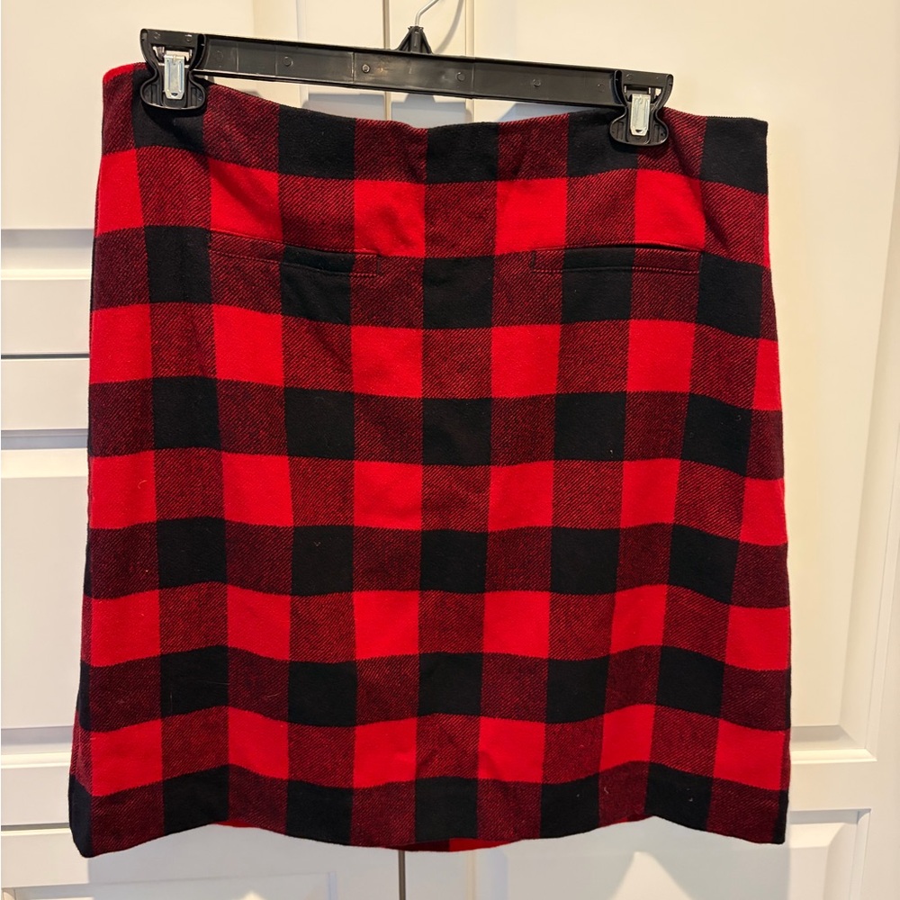Talbots || Red & Black Buffalo Check Wool Skirt || Size 16 – NWT